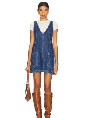 NWOT Free People x We The Free High Roller Skirtall Sapphire Blue Sz M